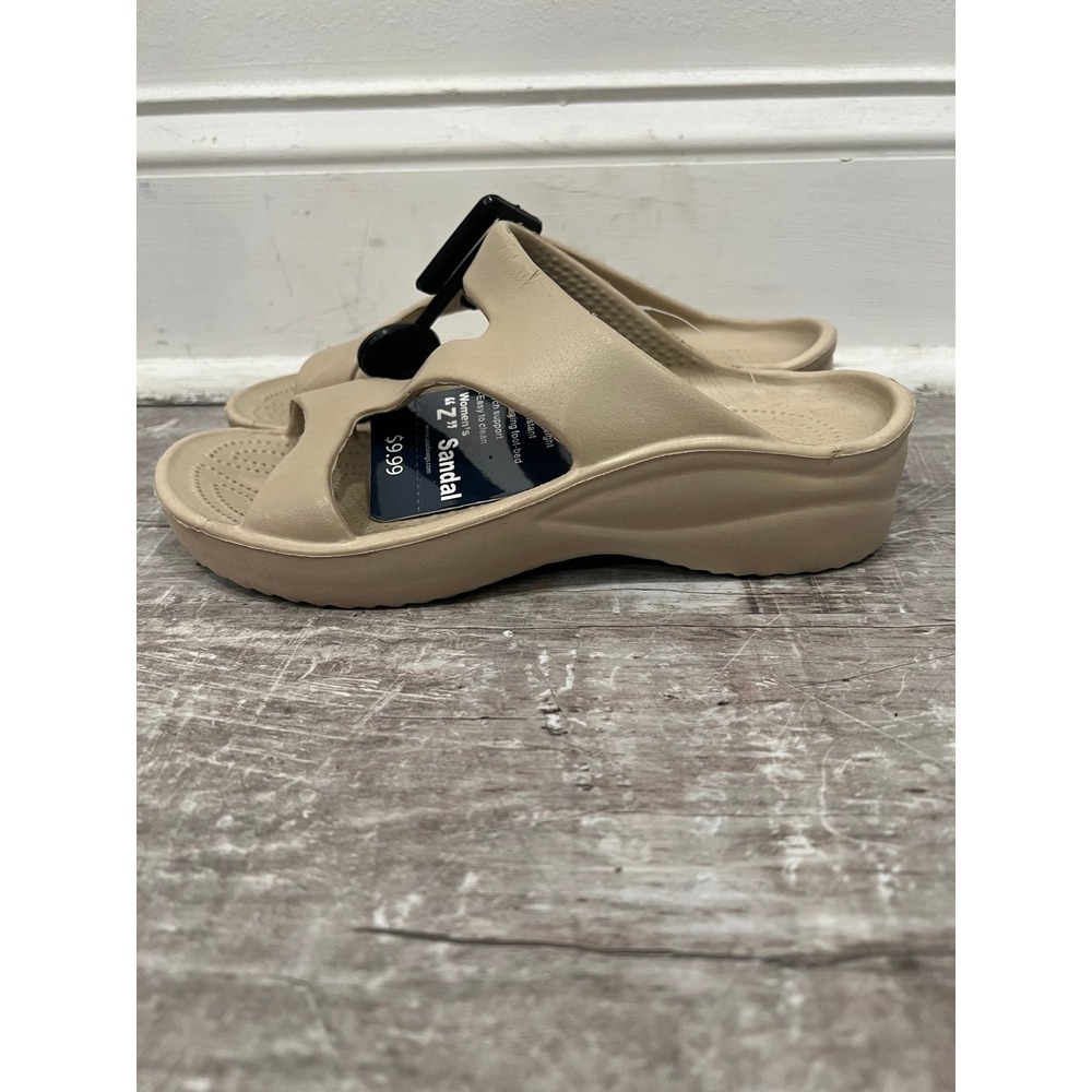 Hounds Dawgs Women Tan Z Sandal Comfort Slide Shoes Size 5/6 W NEW Pool Shoes